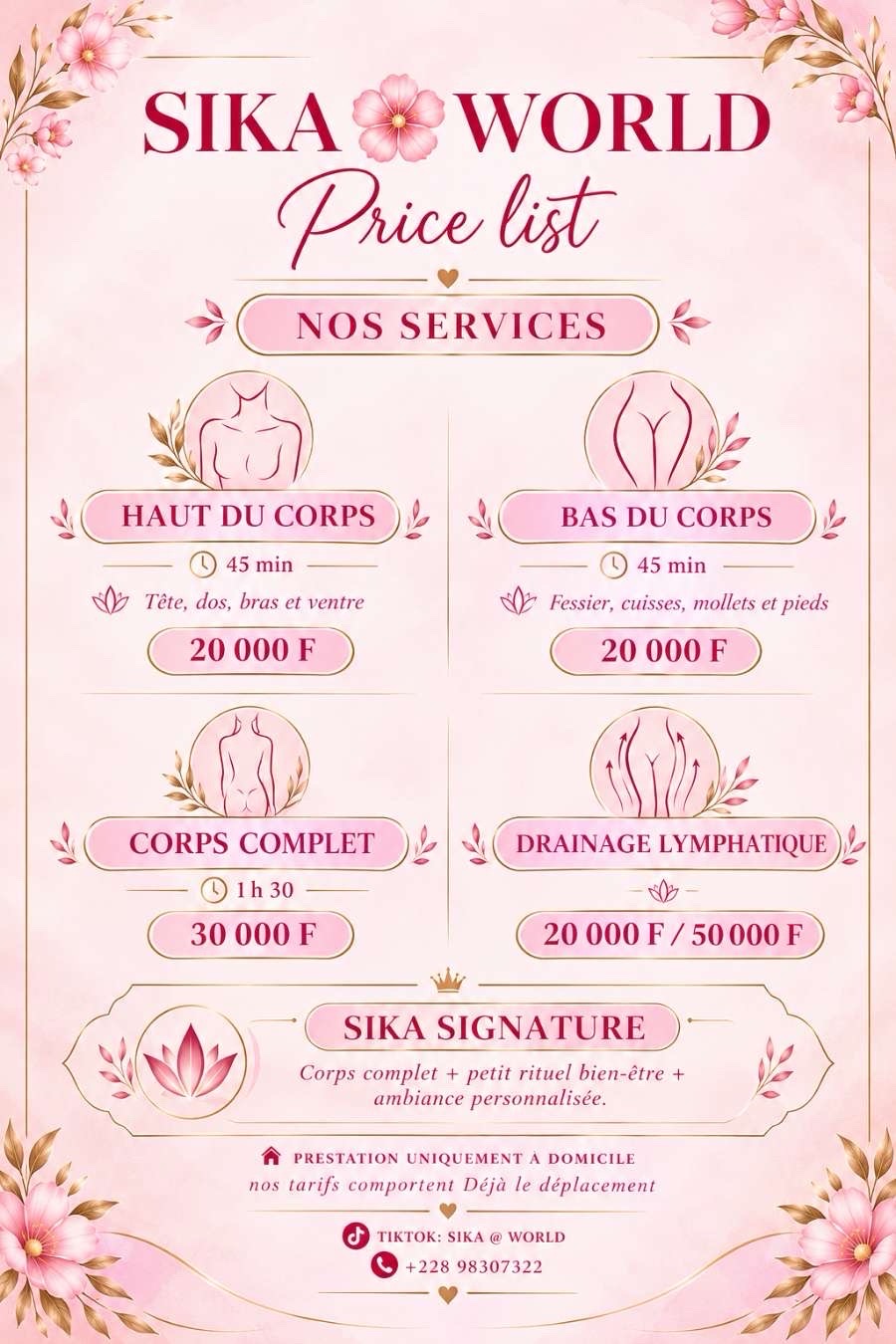 tarifs massage SIKA