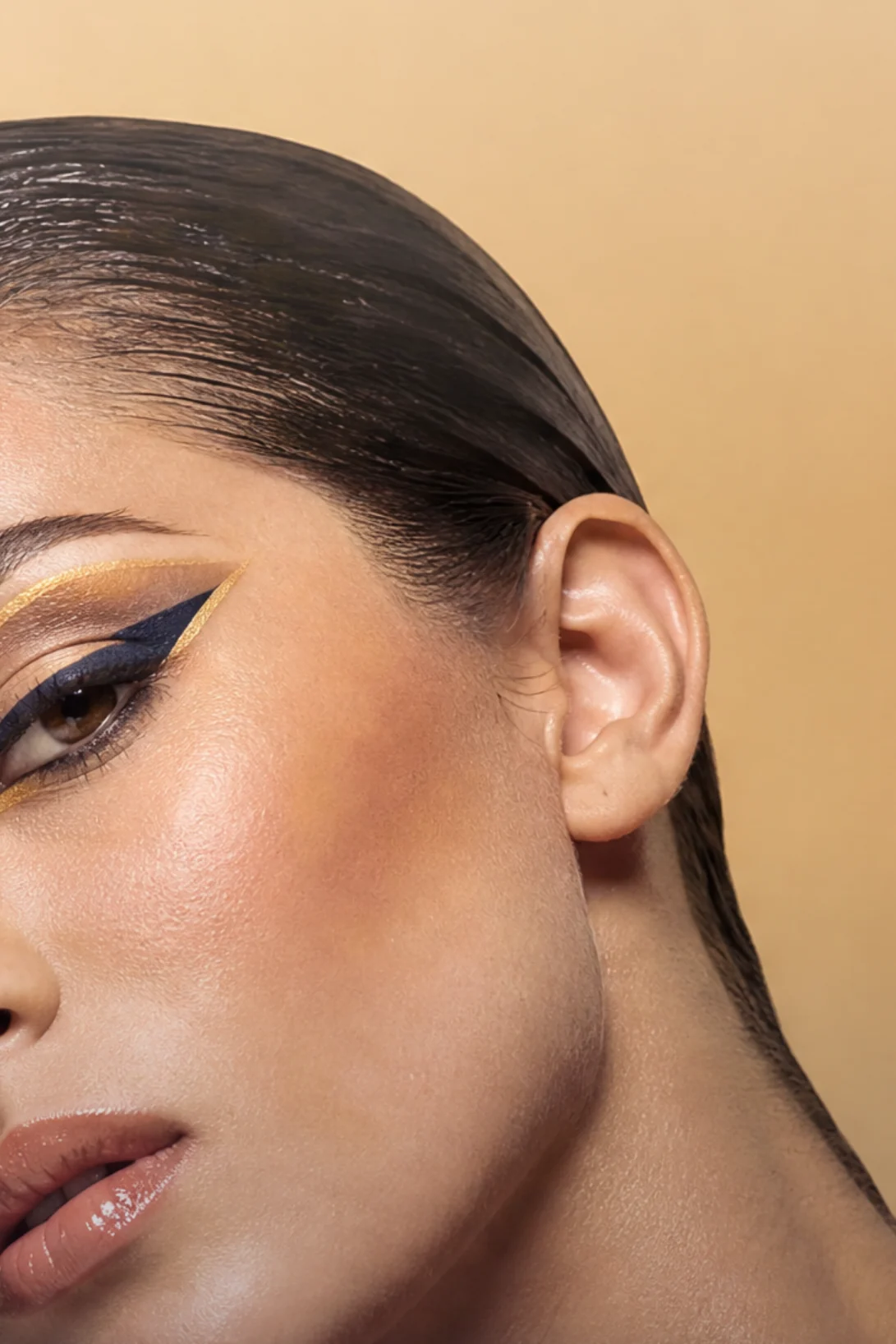 Liner bicolore indigo-moutarde
