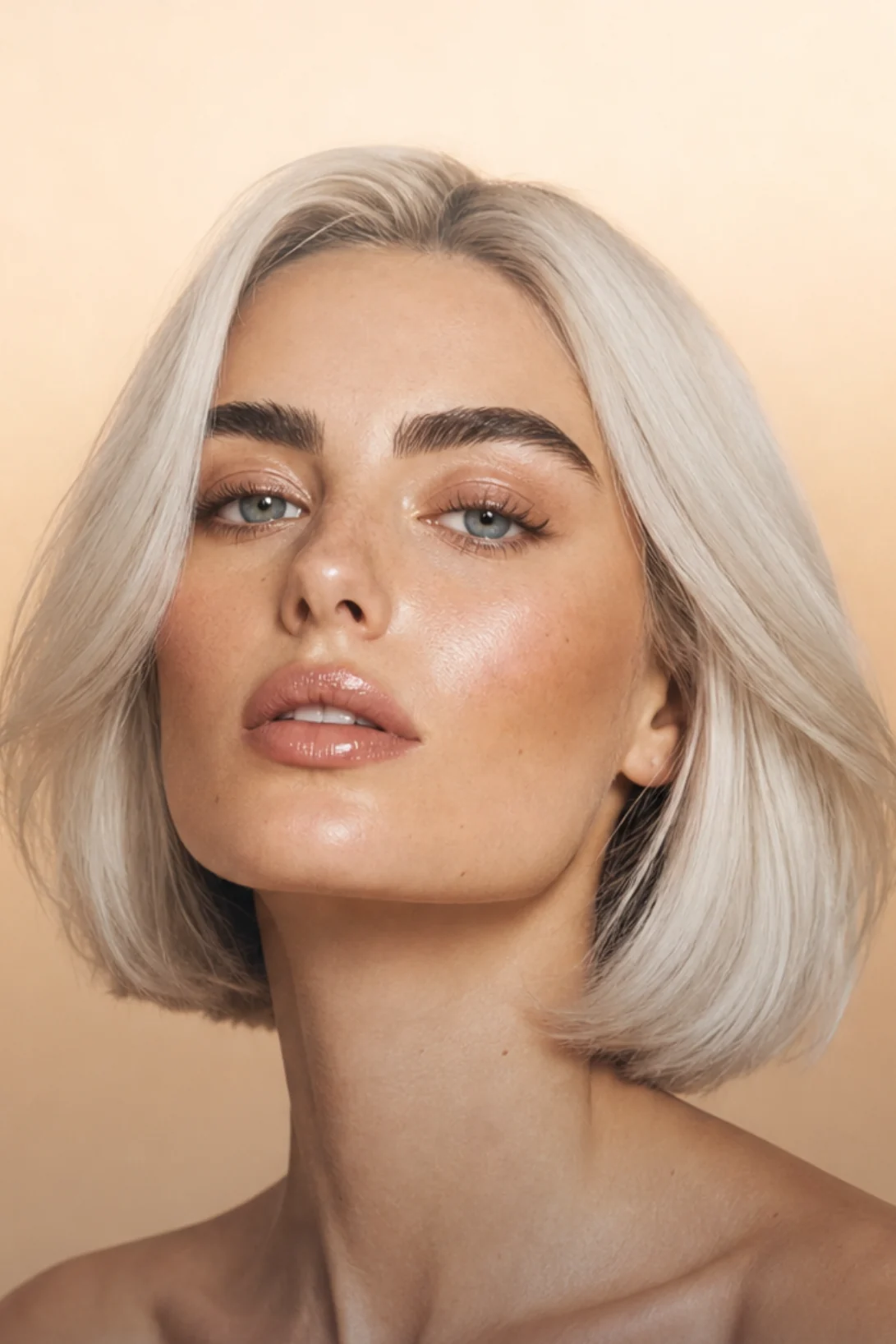 Bob platine glacé — essayage virtuel coiffure