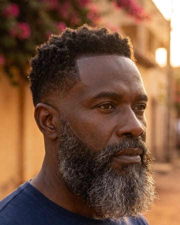 Barbe longue, cou arrondi