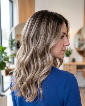 Balayage beige racines fondues