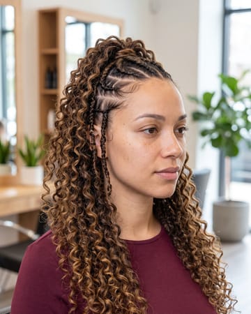 Ghana braids demi-relevées