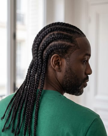 Longues cornrows d'homme