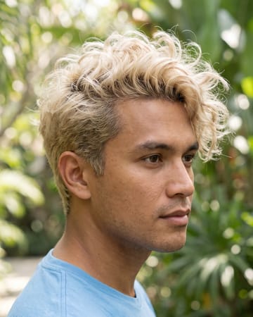 Boucles décolorées blond clair