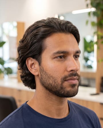 Lissage homme, cheveux mi-longs