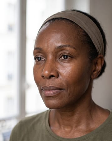 Peau mature foncée, teint unifié