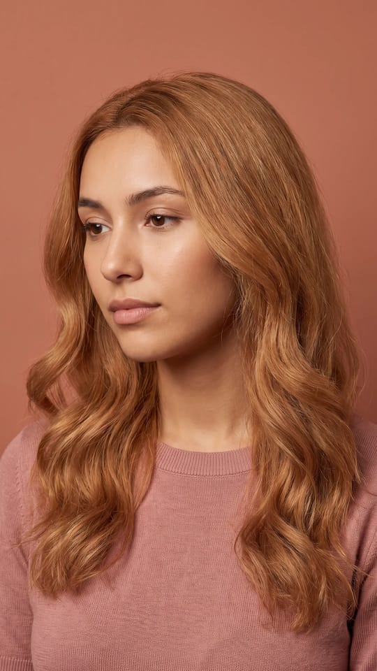 Cuivré doux (baby copper) : Baby copper : cuivré doux et lumineux entre blond vénitien et roux, reflets chauds, finition glossy.