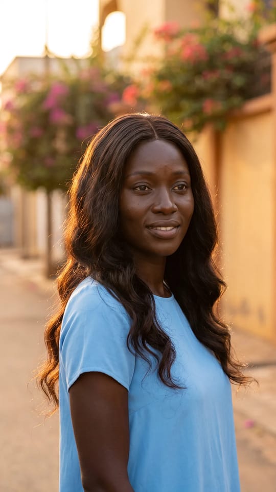 Perruque closure body wave : Perruque closure 5x5 en body wave, grosses ondulations souples et brillantes, longueur mi-dos, noir naturel, raie au milieu sur la closure.