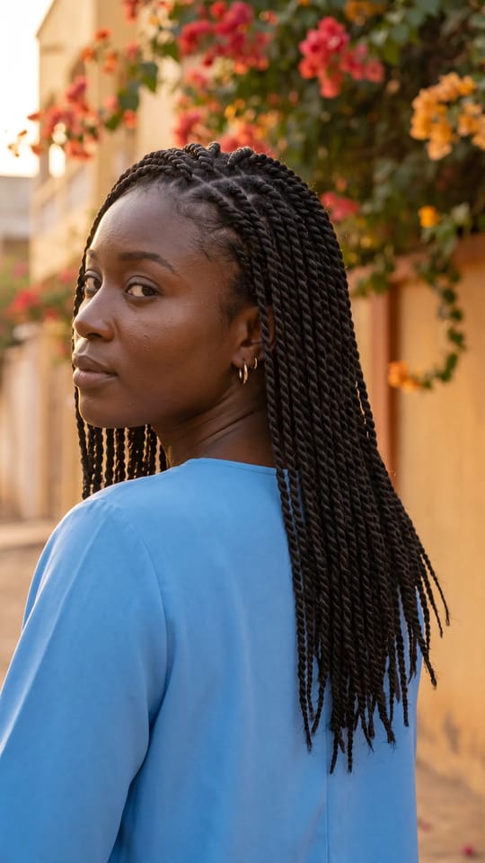 Vanilles sénégalaises mi-dos : Vanilles sénégalaises fines et lisses, longueur mi-dos, raies nettes et régulières, noir naturel 1B, finition brillante, pointes scellées et légèrement effilées.