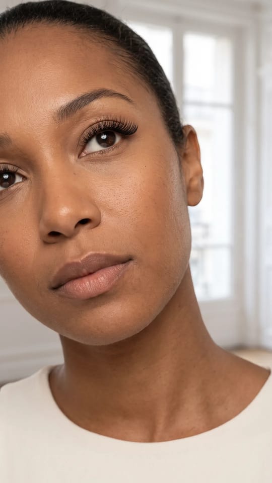 Cat eye allongé : Effet cat eye : les cils partent courts au coin intérieur et s'allongent peu à peu vers l'extérieur, jusqu'à 14 mm au coin externe, pour un regard étiré et relevé.