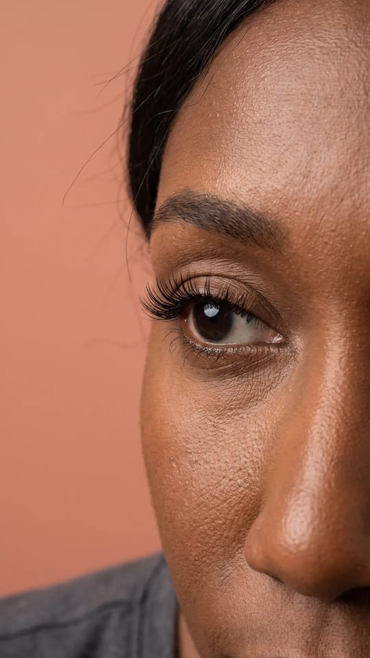 Rehaussement cils très fournis : Rehaussement sur des cils naturellement très fournis : la courbure est régulière et propre, la longueur ressort, et la teinture noire profonde fait un trait de regard marqué.