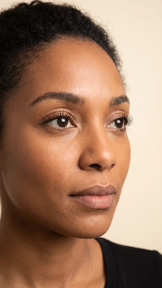 Rehaussement + teinture noire : Rehaussement des cils naturels avec teinture noire : les cils sont courbés vers le haut dès la racine et noircis, pour un effet mascara sans maquillage qui tient environ deux mois.
