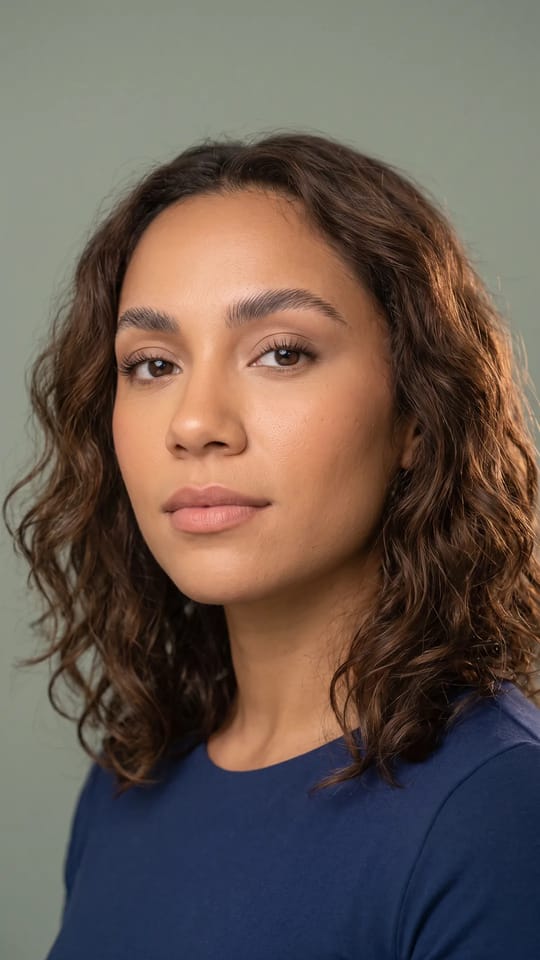 Regard frais, sourcils brossés : Regard frais de jour : sourcils brossés vers le haut et fixés au gel transparent, cils recourbés avec un seul coup de mascara brun, voile taupe sur les paupières, joues pêche et lèvres rose nude.